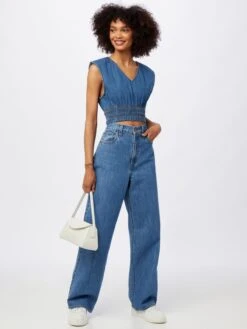 Noisy May Crop Tops Top Pilina Dames Blauw -Noisy May Winkel 39f7704341224cdfcf8883ab1d359dde