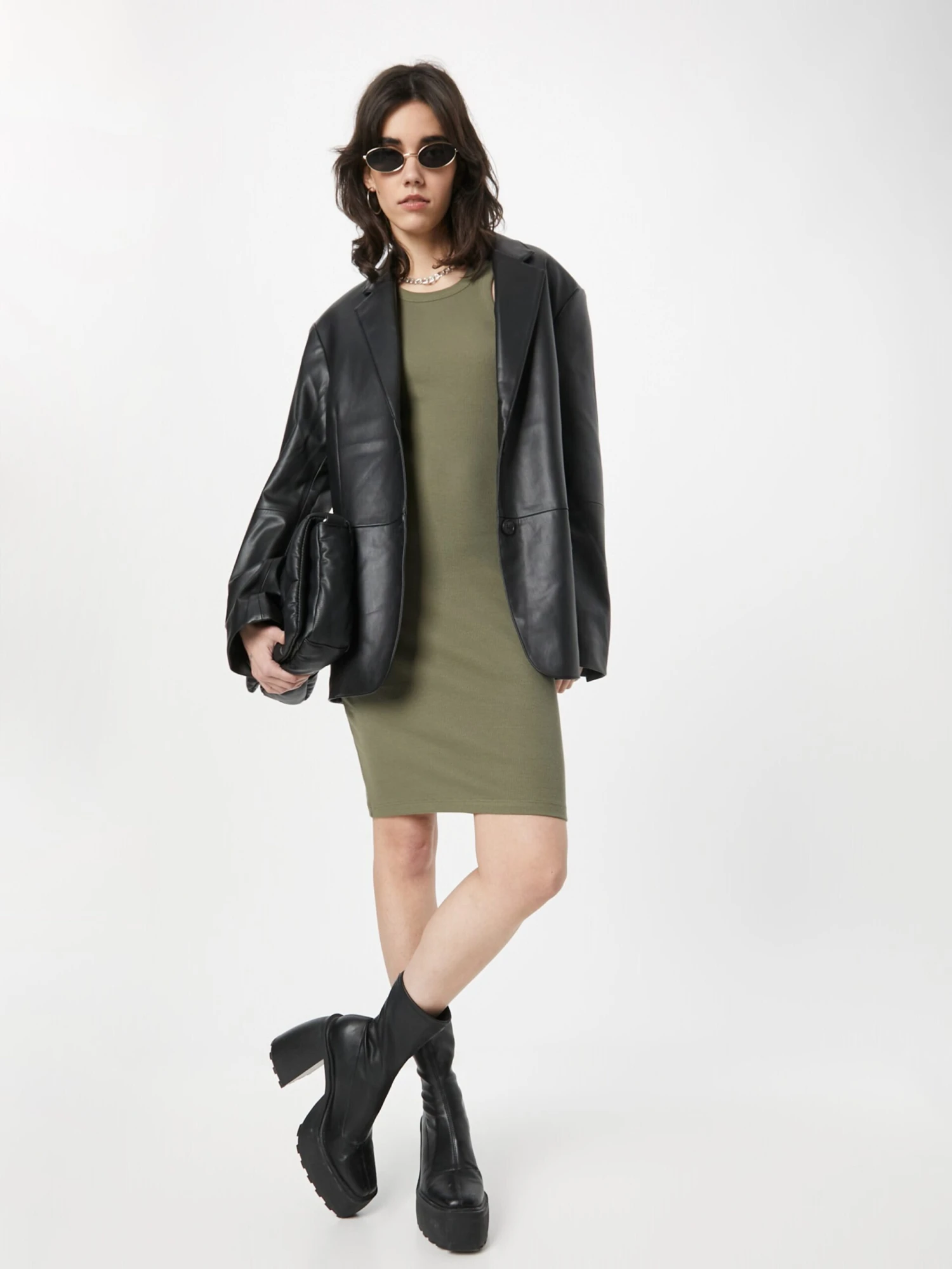 Noisy May Jerseyjurken Jurk MAYA Dames Olijfgroen 7 Noisy May Jerseyjurken Jurk MAYA Dames Olijfgroen - Afbeelding 5