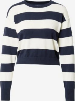 Noisy May Fijngebreide Truien Trui Dames Donkerblauw / Wit